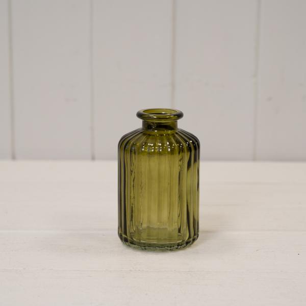 Olive Green Mini Geometric Glass Bottle