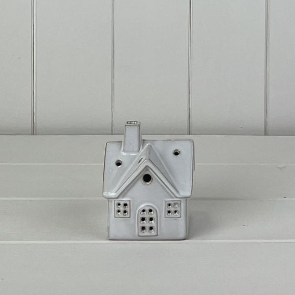 White Ceramic House Ornament with LED L7.1xD6xH8.9cm  Weight-193g