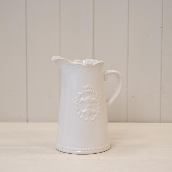 Small White Ceramic Pot TD11.5cm Fleur De Lis