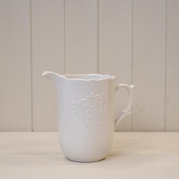 Small White Ceramic Pot TD11.5cm Heart Design