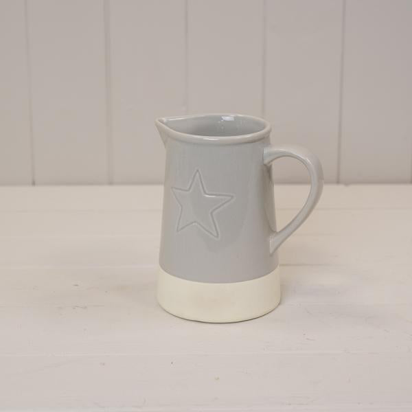 Round Warm Grey Debossed Star Pot TD11.3cm H11cm B8.6cm