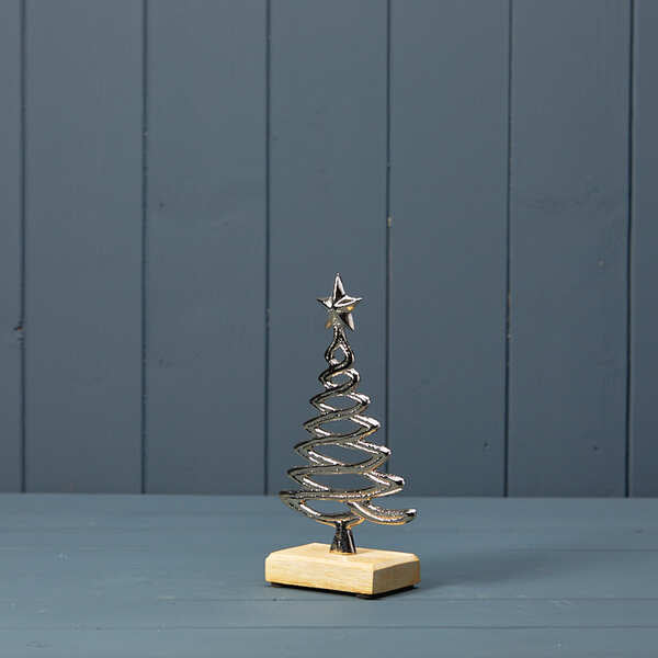 Silver Tree on Wooden Base13x5x24.5cm