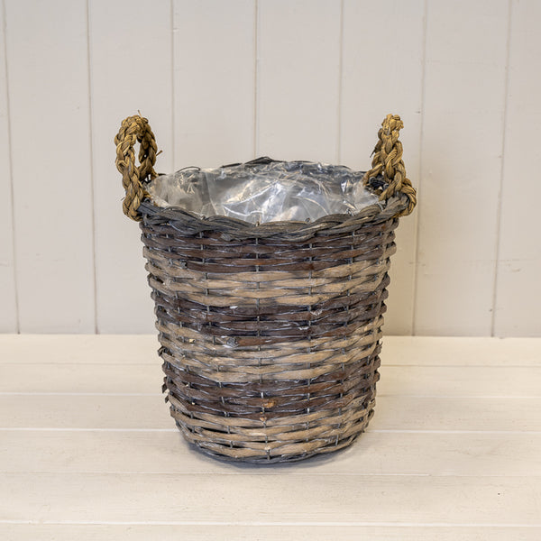 29cm Peeled and Unpealed Split Willow Round Basket With Ears