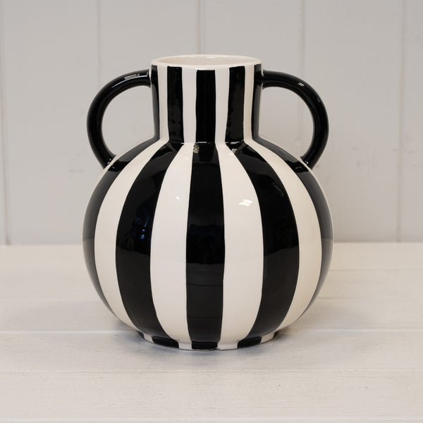 Deep Blue and White Ceramic Round Vase