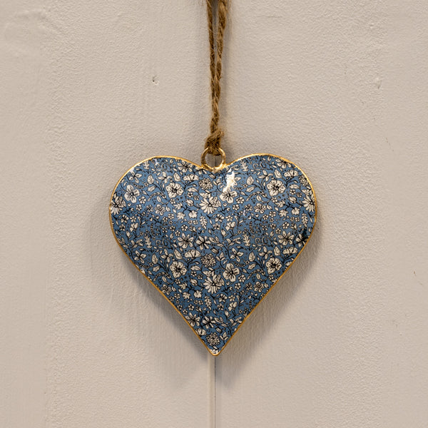 Pink Metal Hanging Heart 8cm