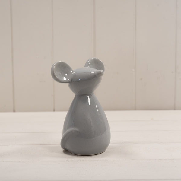 Medium White Ceramic Mouse H14.5 X L10.4 cm