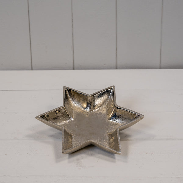 Silver Star Shape Plate 22x22x2.5cm
