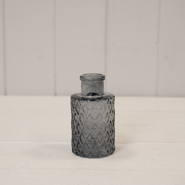 Cool Grey Glass Ribbed Bottle