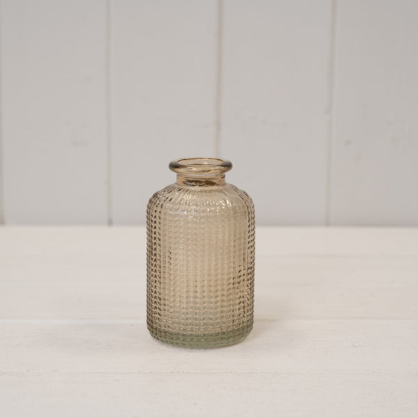 Smokey Brown Mini Geometric Glass Bottle