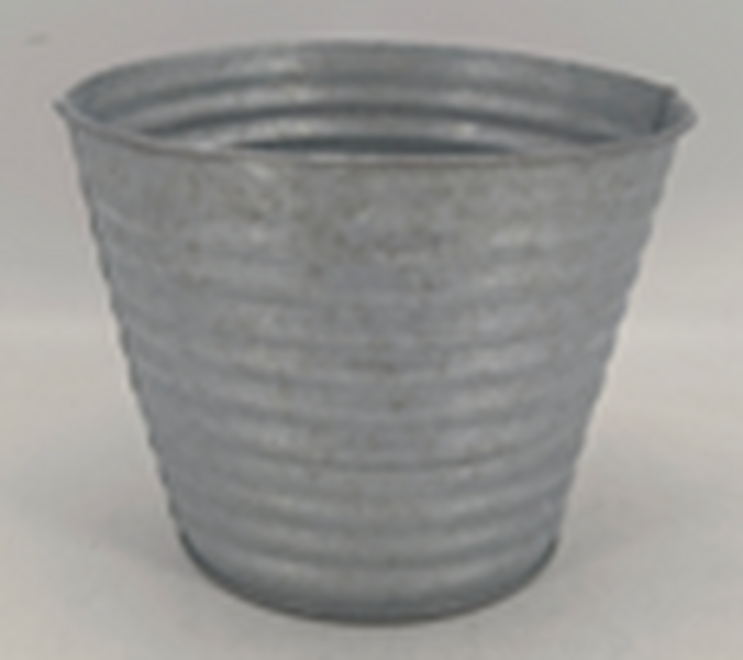 Ribbed Zinc Bucket with Hessian Ears TD27cm H22cm B19cm