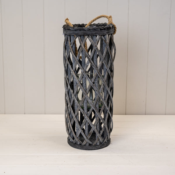 50cm Grey Washed Lantern L18cm W18cm H50cm