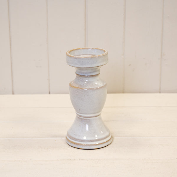 Natural Ceramic Candle Holder Large 13.3cm x 13.3cm x 22cm