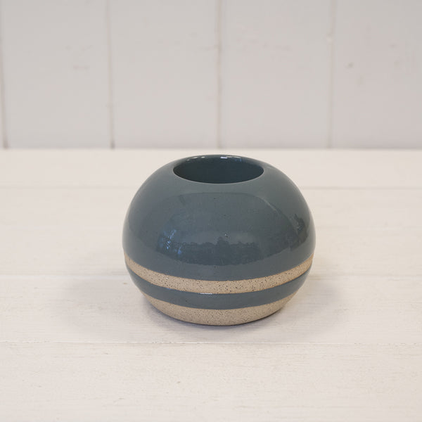 Taupe Glazed Candle Holder with Unglazed Design 12.2cm x 12.2cm x 11.2cm