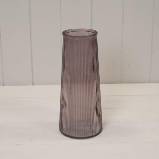Amethyst Tall Ribbed Vase H22.5cm D10cm  Weight-595g
