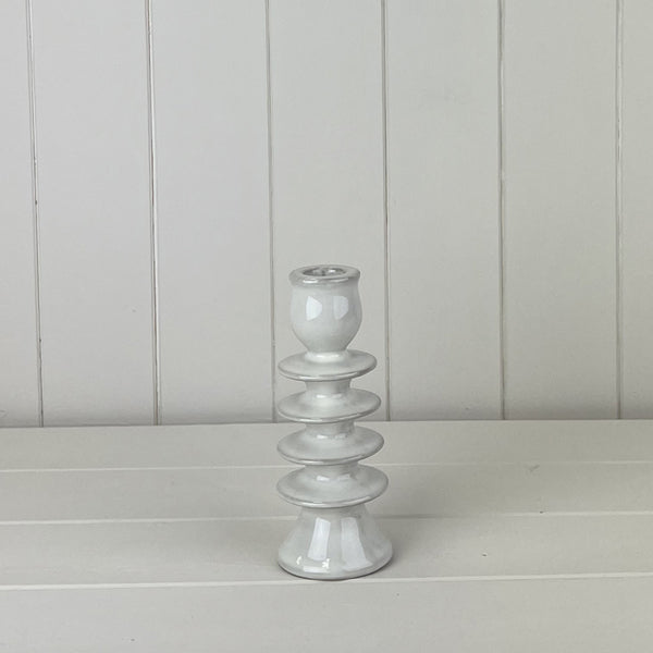 Glazed Ceramic Candle Holder with Textured Detail L6.7xD6.7xH16.2cm  Weight-332g