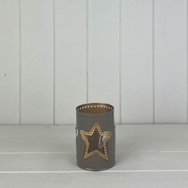 Pink Tealight Holder with Star Design D7xH7.5xBD6.5cm