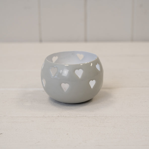 Grey Votive with Star Cut Design 8x8x6cm