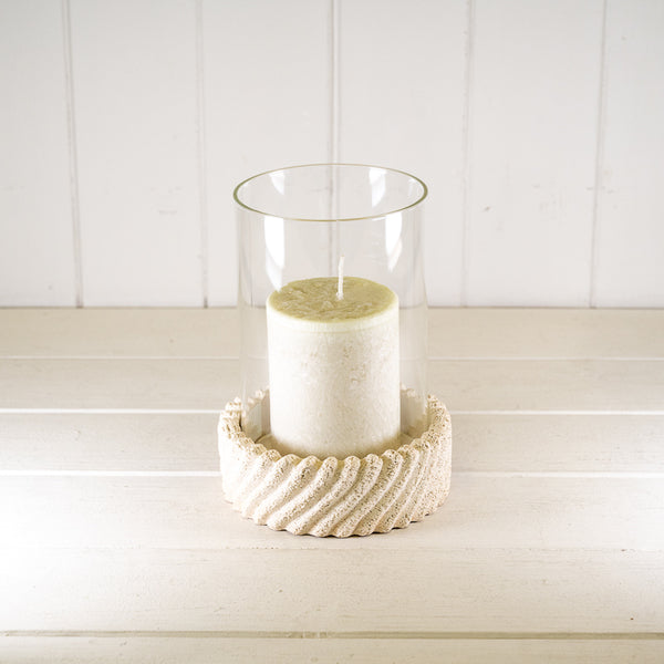 Sandy Textured Hurricane Glass Candle Holder
