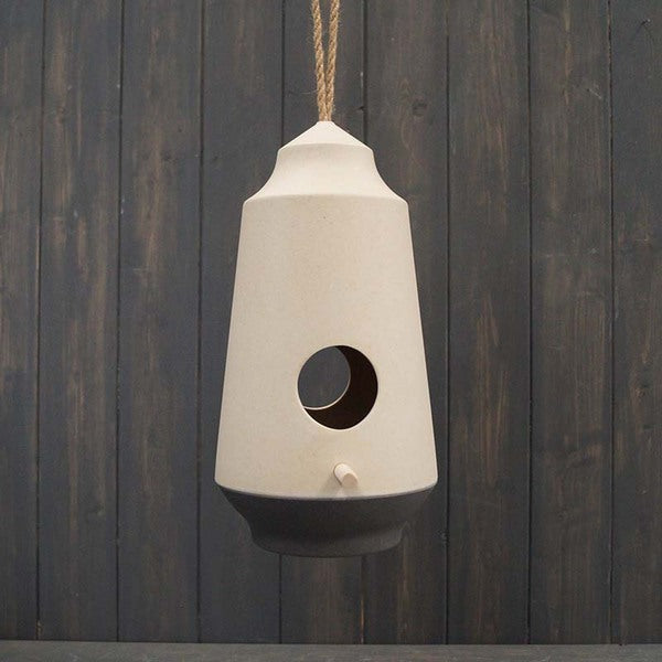 Earthy Anthracite Bamboo Hanging Bird Bath/Feeder H3.5 W23.3 D23  Weight-1540g