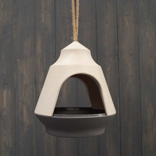 Earthy Natural/Anthracite Bamboo 2-tone Hanging Birdhouse  Weight-