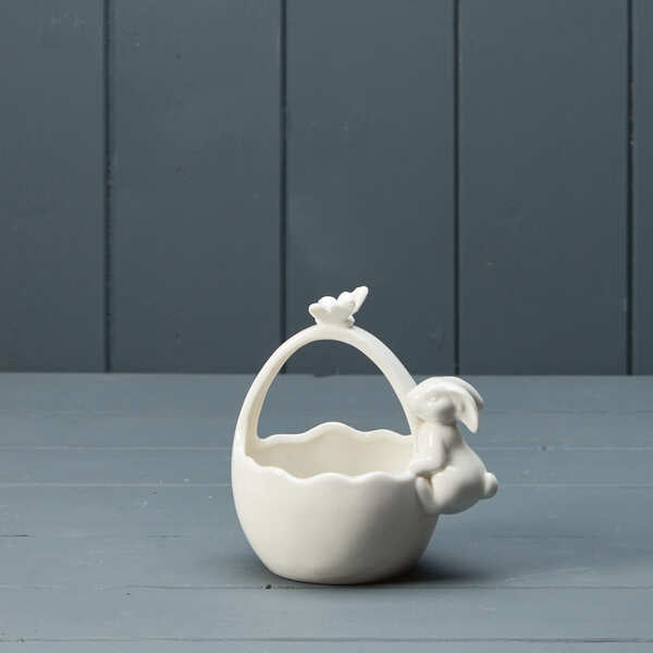 Ceramic White Posy Basket H12 W12 D8.3