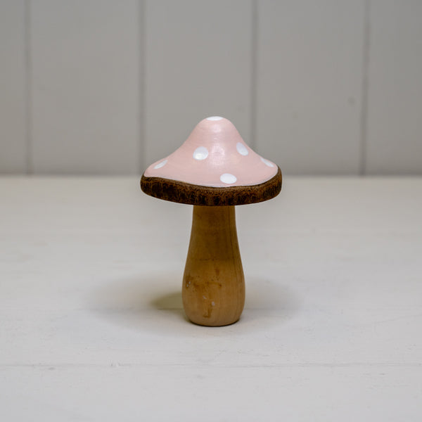 Pink Wooden Mushroom Decoration L7.2xW7.2xH12.5cm