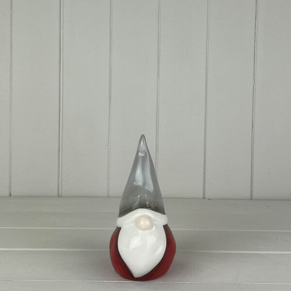 Red/Grey Ceramic Gonk 8.5x9.6x19.8cm