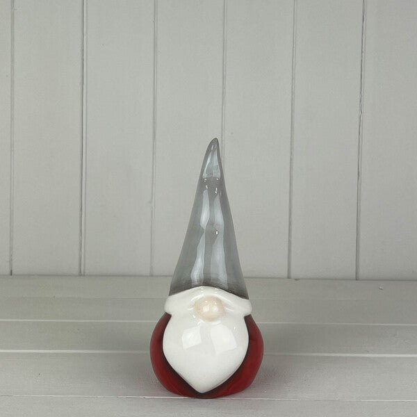 Red/Grey Ceramic Santa 3.5x4x8cm