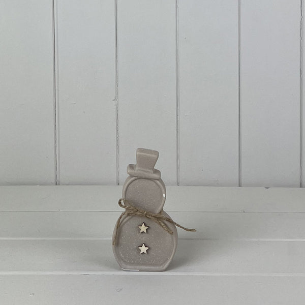 Sand Texture Effect Ceramic Snowman Decoration L9.5xD4xH17cm  Weight-188g