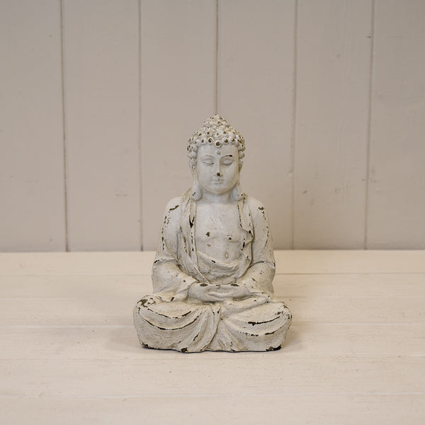 Whitewashed Cement Heart Tealigh Holder L10cm W10cm H3cm