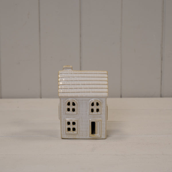 Natural Ceramic Candle Holder Small 8.3cm x 8.3cm x 16.1cm