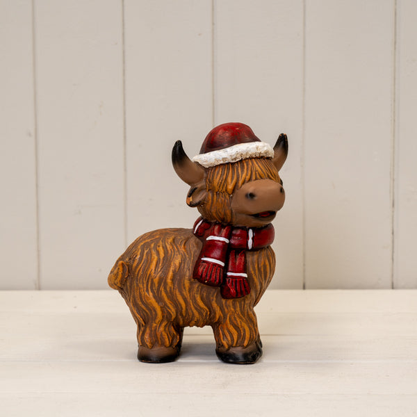 Terrocotta Highland Cow L13.1cm W6.6cm H14.8cm