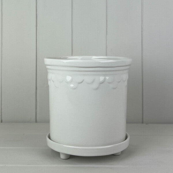White Saucer Pot D16.6cm H15.2cm  Weight-994g