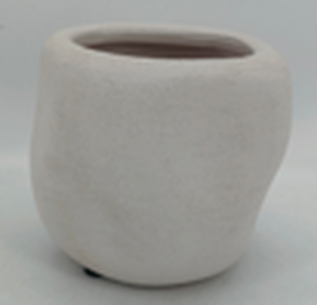 White Textured Stone Plant Pot 16cm x 16cm x 14.5cm
