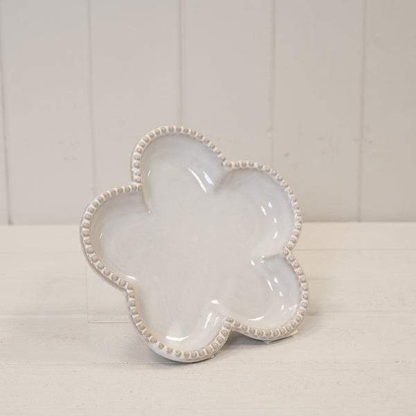 Natural Ceramic Heart Shaped Plate with Bobble Rim Small 13.5cm x 12.2cm x2.8cm