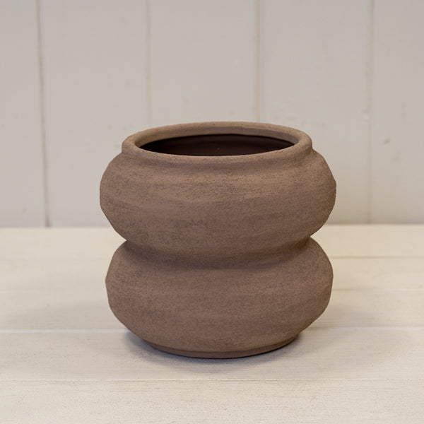 Stone White Scultptured Vase. L18.9 X W18.9 X H22.4 cm