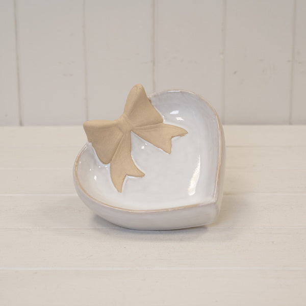 Natural Ceramic Oil Burner With Cut Out Heart Detail 10.1cm x 10cm x 10.2cm