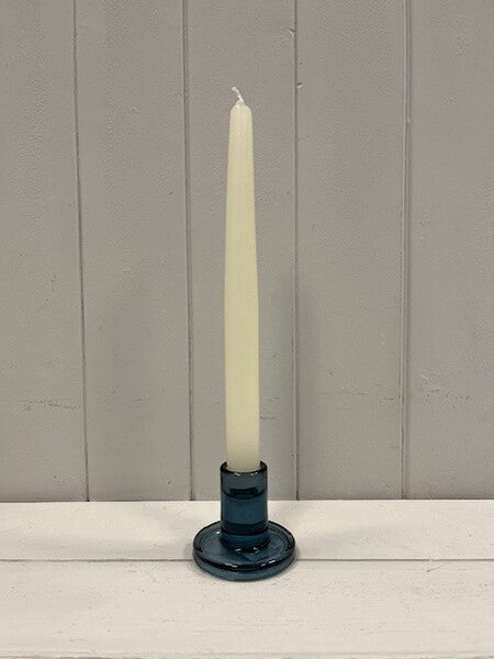 Large Blue Straight Textured Candle Holder 6cm x 6cm x 7.4cm