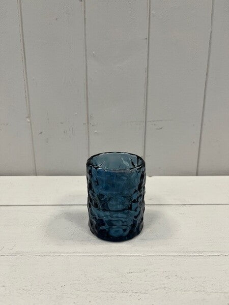 Large Blue Textured Candle Holder 6cm x 6cm x 8.3