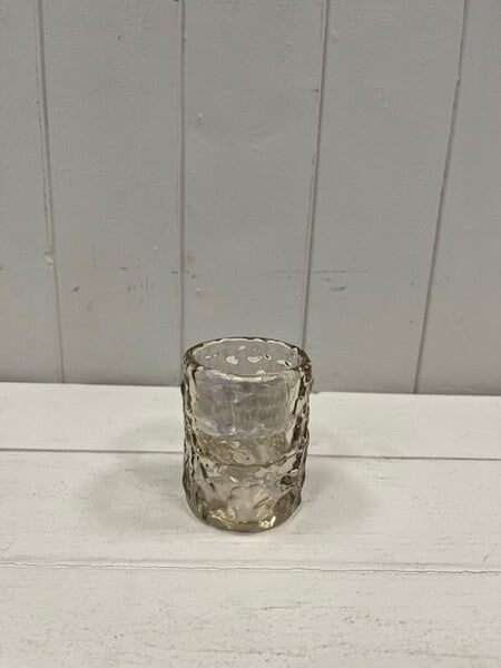 Small Smokey Brown Textured Candle Holder 4.8cm x 4.8cm x 6.8cm