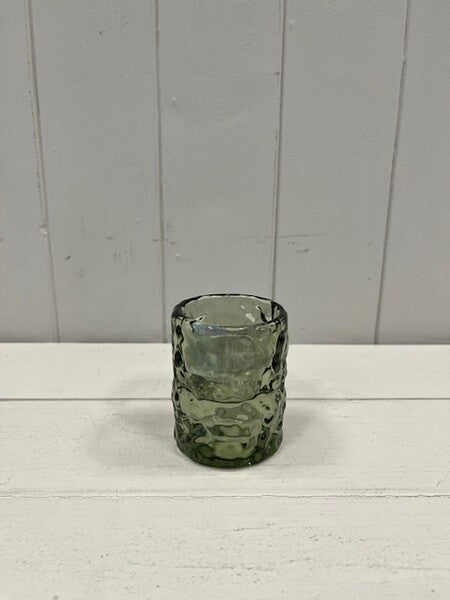 Large Vintage Green Textured Candle Holder 6cm x 6cm x 8.3