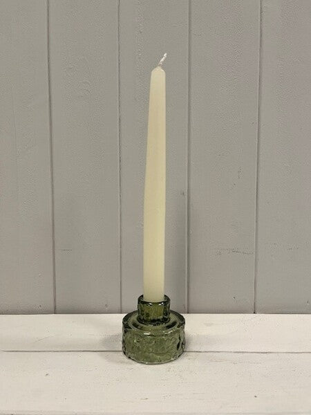 Vintage Green Square Glass Bottle with Ribbed Design