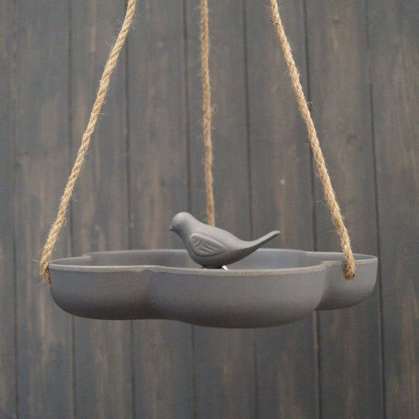 Earthy Natural Bamboo Hanging Bird Bath/Feeder