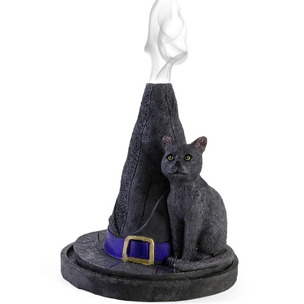 Witch Hat With Cat Incense Cone Holder