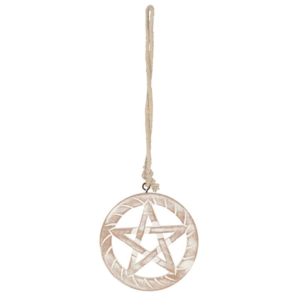 White Wooden Hanging Pentagram