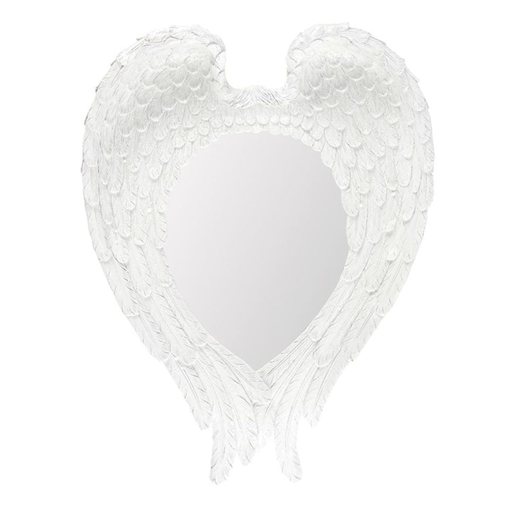 55cm White Glitter Angel Wing Mirror