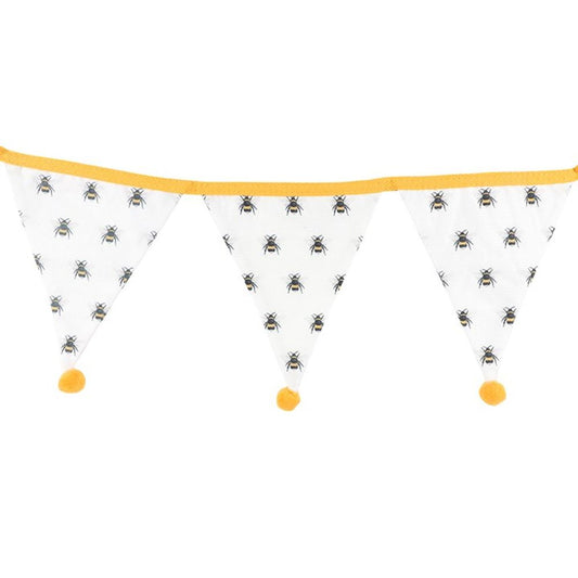 White All Over Bee Print Fabric Bunting