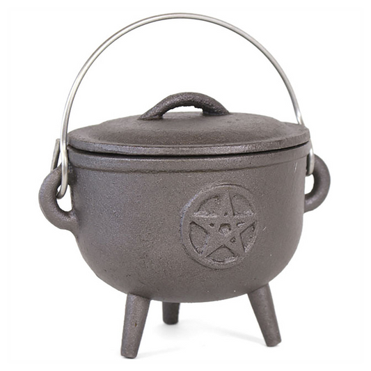 11cm Cast Iron Cauldron With Pentagram