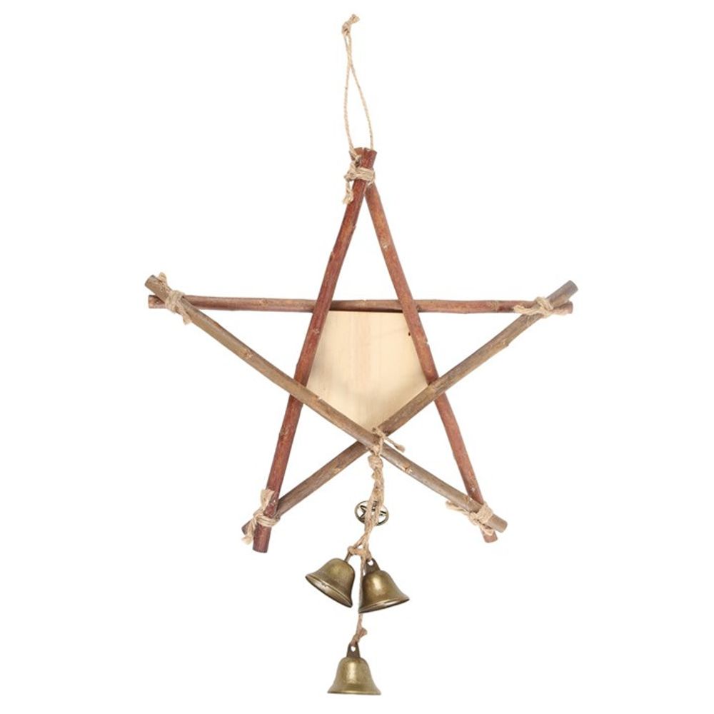 30cm Witches Welcome Willow Pentagram Sign with Bells