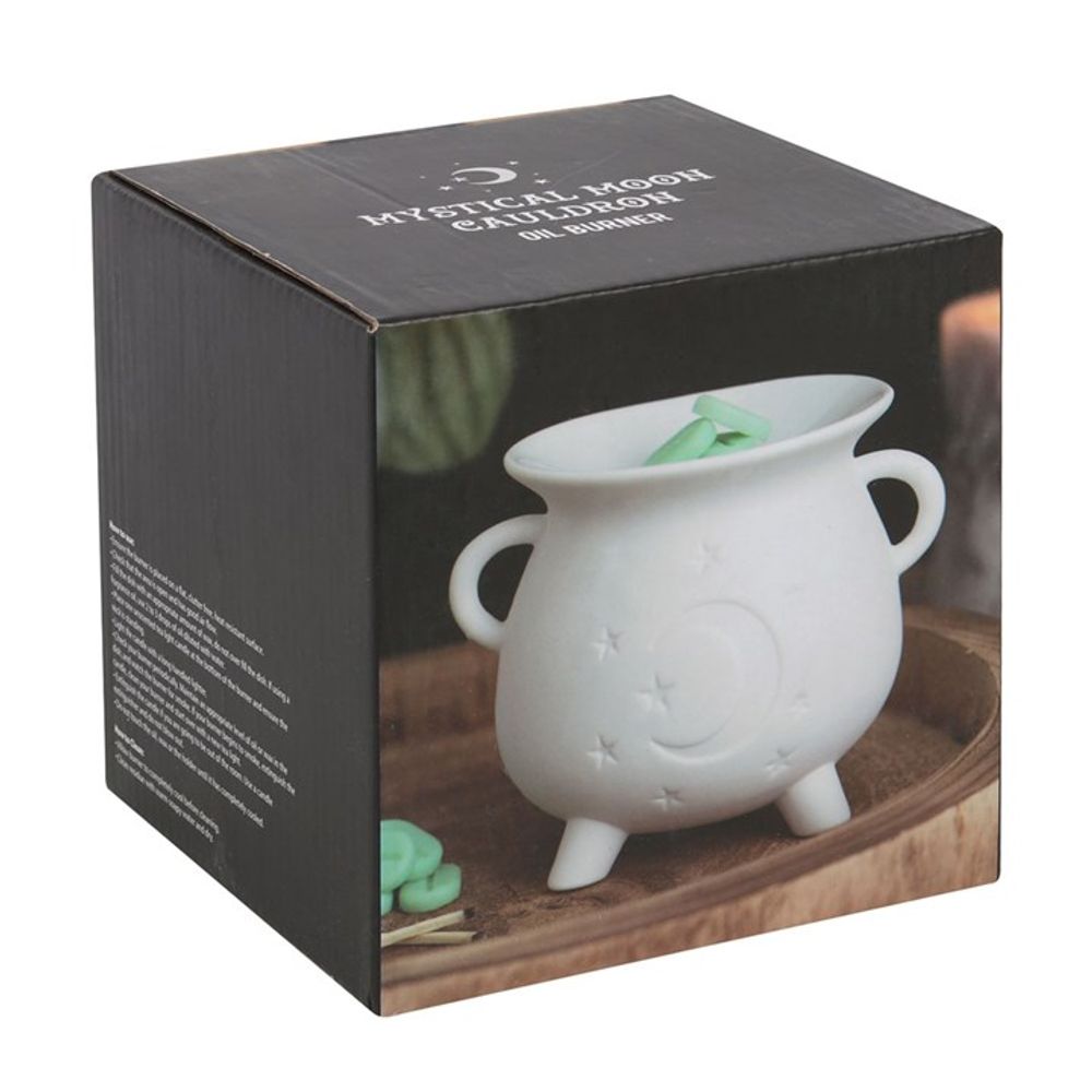 White Mystical Moon Cauldron Oil Burner